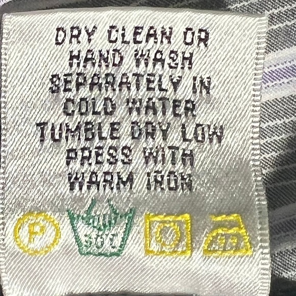 Bugatchi Uomo Mens Shaped Fit Button Down Shirt Black Purple Striped Long Sleeve - Picture 10 of 16